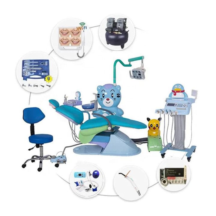 High Quality Safety Electric Metal Children's Pediatric Dental Chair Unit Full Set LED Sensor Light Three Memory Position