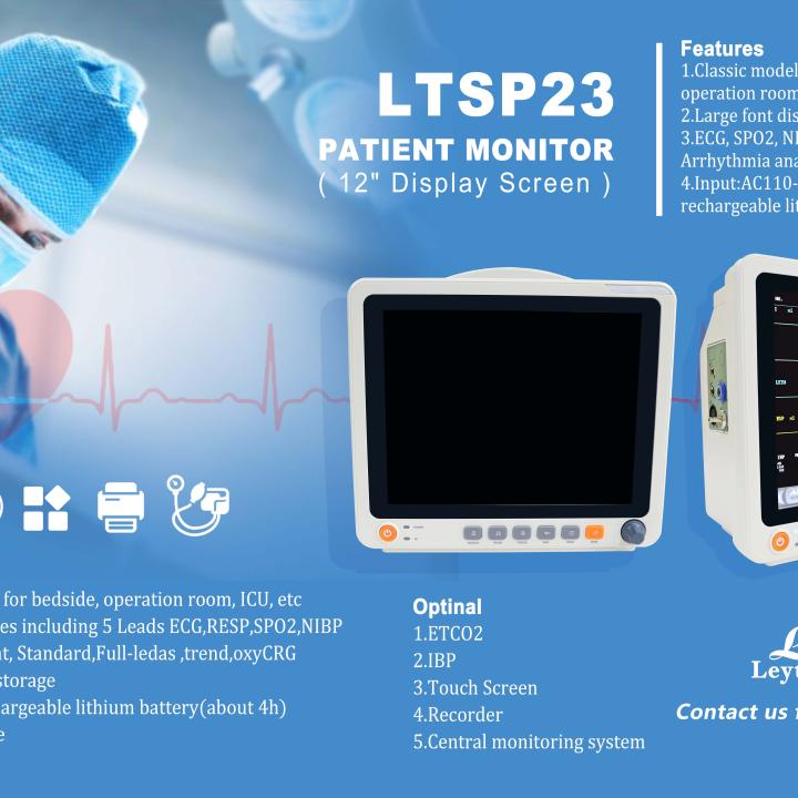 Hospital ICU Patient Monitoring OEM Low Price Medical Multi-paramet 12.1 Inch High Resolution Rechargeable LCD Patient