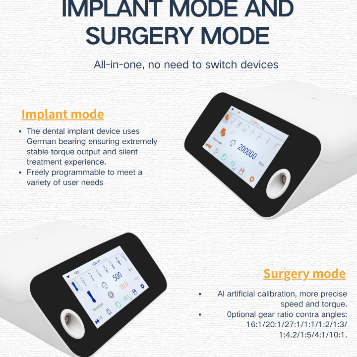 High Quality 2 in 1 Dental Wireless Pedal Endo Motor Implant Handpiece Dental Implant Surgery Kit Motor